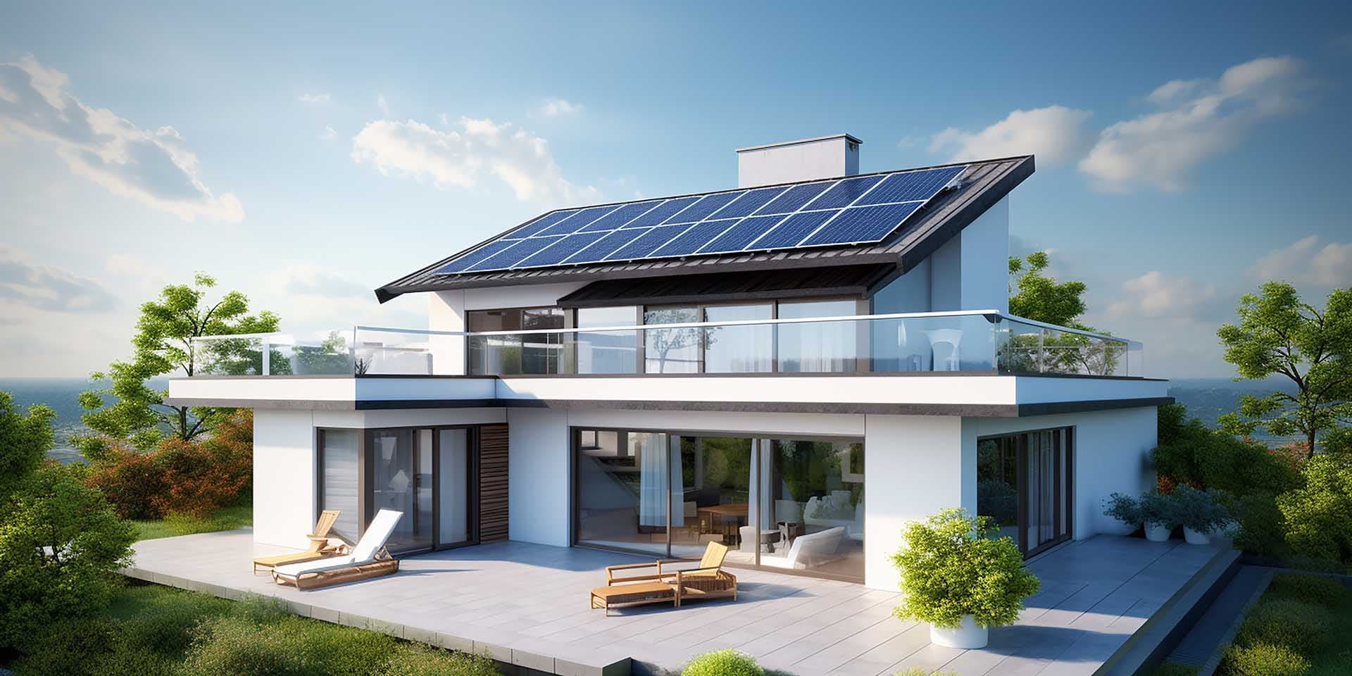 Modern house with solar panels